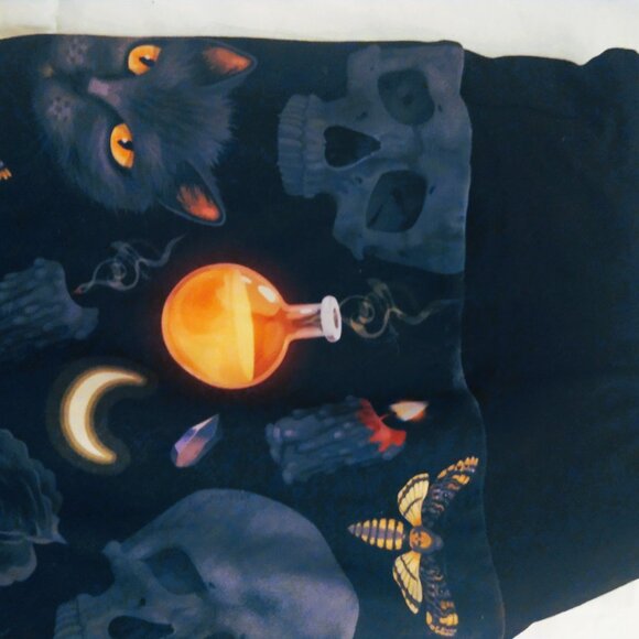 Black cat and skull goth leggings 2xl - Picture 2 of 3